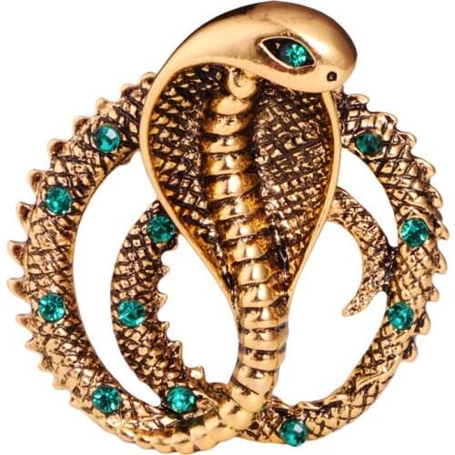 New Arrival Enamel Brooch Vivid Cobra Snake Pins Jewelry Rhinestone Alloy Lapel Pin Vintage Badge Brooches Cute Party Accessory