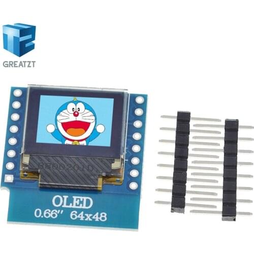GREATZT 0.66 inch OLED Display Module for WEMOS D1 MINI ESP32 Module AVR STM32 64x48 0.66" LCD Screen IIC I2C OLED