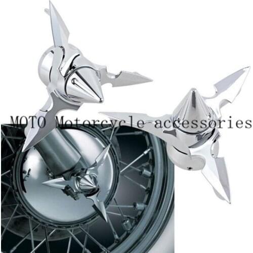 Front Axle Spike Point Center Cap For Harley Softail Sportster 883 1200 Dyna V-Rod Electra Glide Spun Blade Spinning Axle Caps