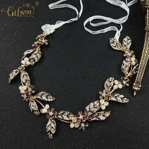 Beach Hair Accessories Antique Gold Wedding Headband Earring With Rhinestone Bridal Headpiece Hair Vine Jewelry