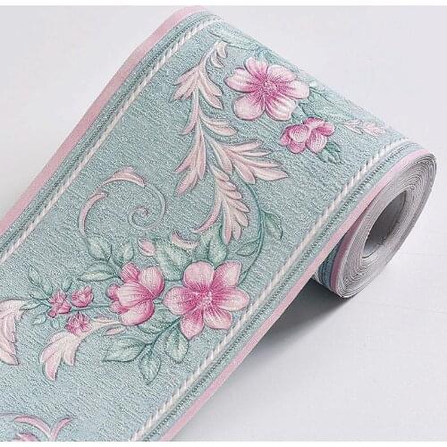 PVC Self-Adhesive Border Pattern Sticker Kid Room Bedroom Waistline Decorative Film Waterproof Kitchen Bathroom Tile Wall Paper