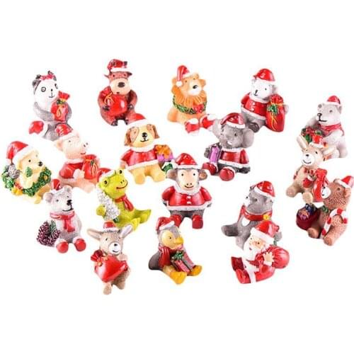 9PCS Christmas Statue Figurines Lovely Garden Statue Miniature Statue For Succulent Figurines Miniatures