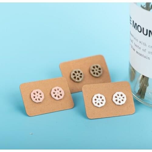 Plant series lotus root ceramic earrings Fashion Gift Ear Studs Jewelry Wholesale For Women Girl #LY206