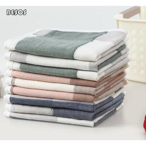 Wood Grain Lattice Cotton Gauze Square Towel Baby Household Face Towel Three Colors Optional 3pcs/lot B0090M