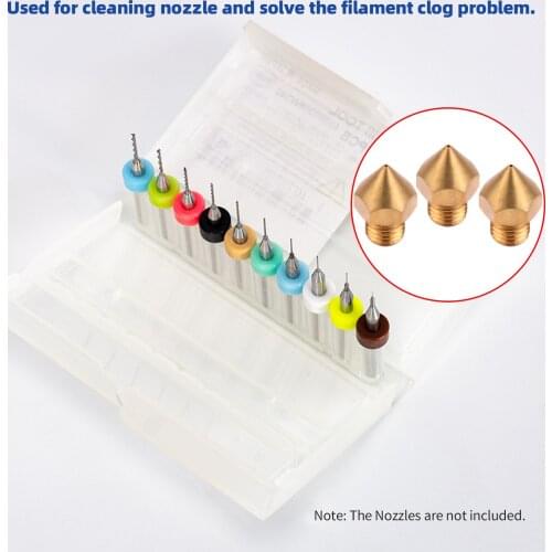 TRONXY 10 Pieces 3D Printer Parts Nozzle Cleaning Tool Cleaning Needles 0.1-1mm Drill with Clear Storage Box Nozzle Cleaning Kit