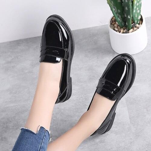 British Style Oxford Shoes for Women Patent Leather Women Flat Shoes Woman Heel High 2.5cm Ladies Shoes Zapatos De Mujer