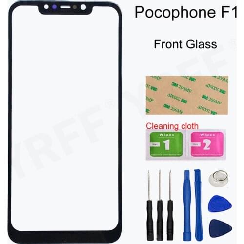 Outer Glass Panel For Xiaomi Pocophone F1 (No LCD Touch Screen) Front Glass Screen Panel Assembly Parts