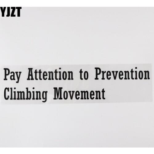 YJZT 22.7CM×5.5CM Personality Black/Silver Pay Attention to Prevention Climbing Movement Decal Vinyl Car Stickers 13D-0623