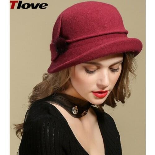 Lady Fedoras Wool Hat Girls Woolen Basin Cap Students Leisure Dome Hat Fashion Mink Fur Wool Hats Adjust B8983