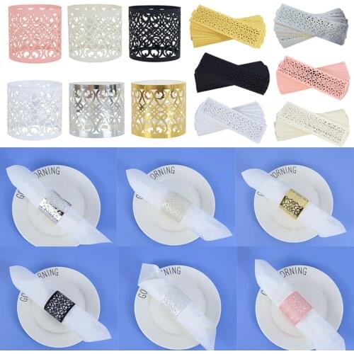 10/20pcs Hollow Laser Cut Gold Silver Paper Napkin Ring Holder Birthday Wedding Decorations For Home Table Decor Party Supplies