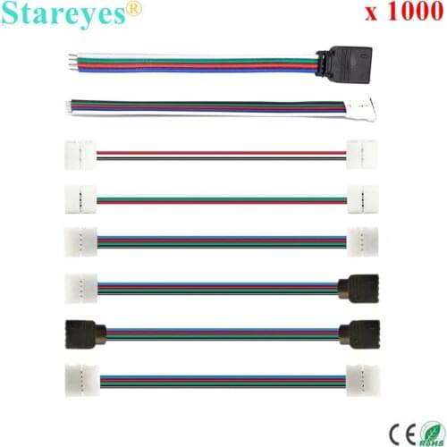 1000 Pcs LED Strip Connector 8mm 10mm 2 Pin 4 Pin 5 Pin 2835 5050 Single Color RGB RGBW Solderless Wire Free Welding Connector