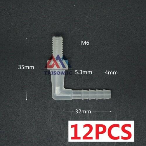 12 pieces 4*M6 Elbow screw thread type Aquarium Tube Joiner PP Plastic Fitting Tank Airline acid and alkali resistant
