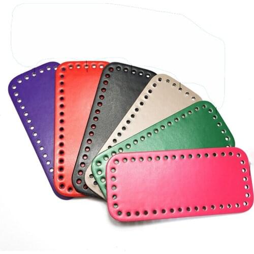 18x8cm Bottom for Knitting Bag PU Patent Leather Bag Accessories Rectangle Bottom with Holes Diy Crochet Bag Bottom