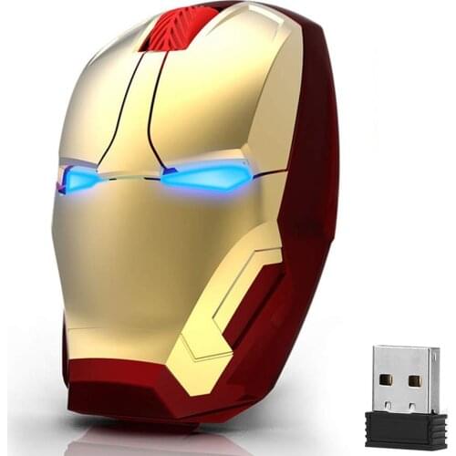 2.4G Wireless Iron Man Mouse Gaming Computer Mice Gamer Silent Click 800/1200/1600/2400DPI Adjustable USB Optical Mause For PC