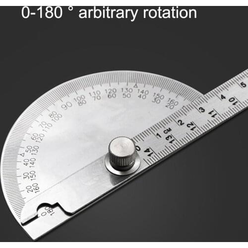 3pcs Stainless Steel Semicircle Angle Ruler 14.5cm 180 Degree Adjustable Protractor Mult Woodwork Mathematics Measuring Tool