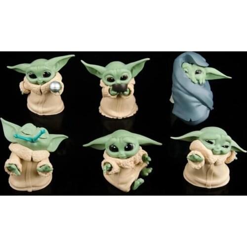 6pcs/set Disney Mandalorian Little Baby YODA Cute Statue 5-8cm Figure Toys