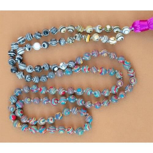 8mm Stripe stone 108 Beads Tassel Knotted Necklace Yoga Bless Wristband Meditation Healing Bracelet Spirituality Buddhism