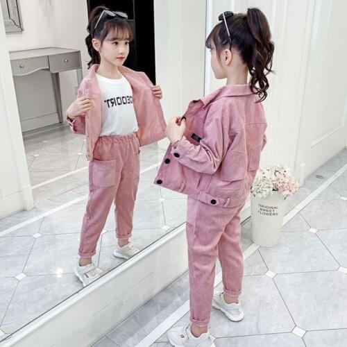Spring Girls Clothing Sets 2021 New Jacket Outwear+Pants 2 Pieces Fashion Kids Clothes Casual Clothing Sets for Girls 3T-12 Year