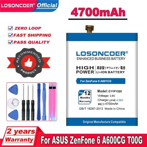LOSONCOER 4600mAh New C11P1325 Battery For ASUS ZenFone 6 A600CG T00G A601CG Battery