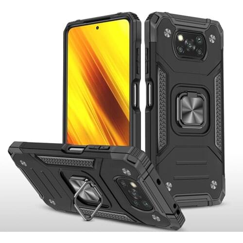 Magnetic Metal Finger Ring Holder Shockproof Case For Xiaomi Poco X3 NFC Armor Drop Protective Back Cover For Redmi K30 Pro Zoom