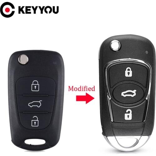 KEYYOU 3BTN Modified Flip Remote Key Shell Case For Kia K2 K5 Rio 3 Picanto Ceed Cerato Sportage for Hyundai I30 I40 I20 IX35