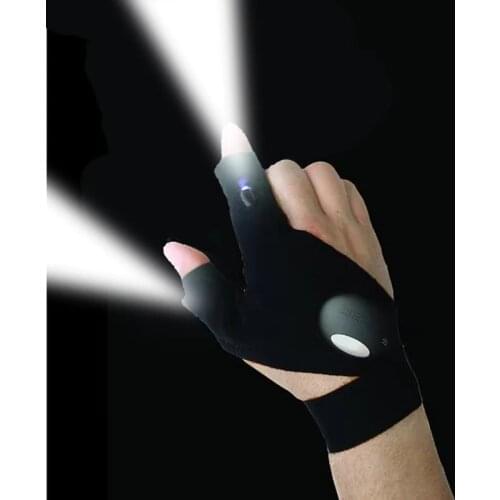 Outdoor fishing LED flashlight fingerless GLOVE LED flashlight cover survival camping hiking bike rescue kit glove kit for cycli