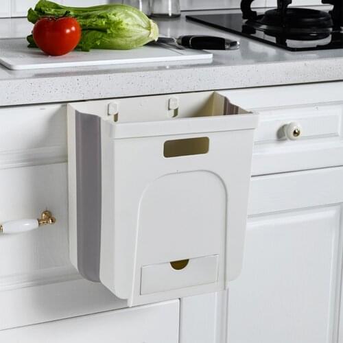 NEW 8L Wall Mounted Foldable Trash Can Door Hanging Folding Garbag Bucket Kitchen Bathroom living room Waste Basket