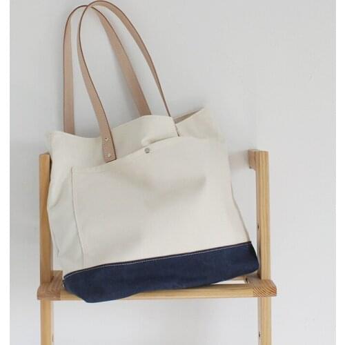 Original Design Handmade Canvas Tote Womens Leather Handbag Canvas Purse Shoulder bag Totes Diaper bag School bag