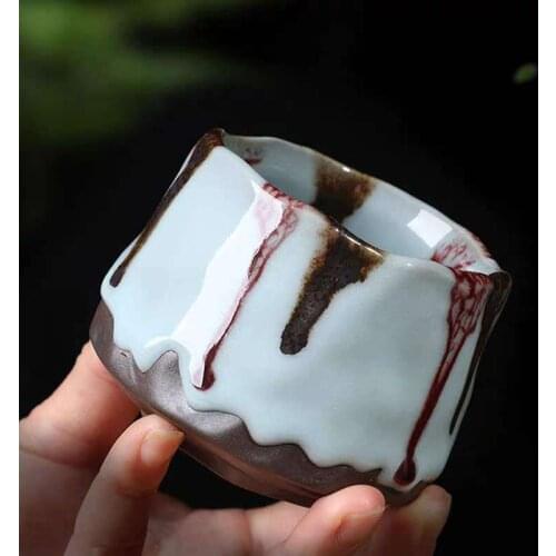 Kiln large-size sky-building firewood Ru kiln ceramic tea set single cup of coarse pottery master cup single cup