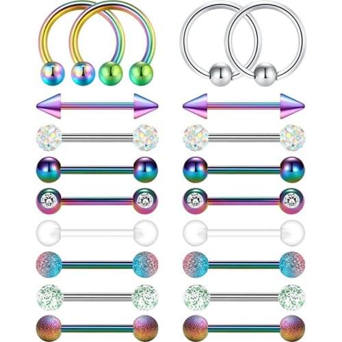 Tongue nipple ring barbell round viper tongue tip piercing womens hypoallergenic body elastic fixator replacement stick