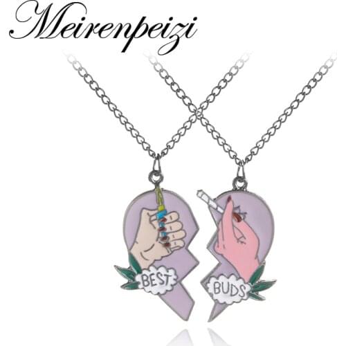 "Best Buds" BFF Best Friends Valentine Cigarette Lighter Matching Pendant Necklaces Friendship Gift Set of 2