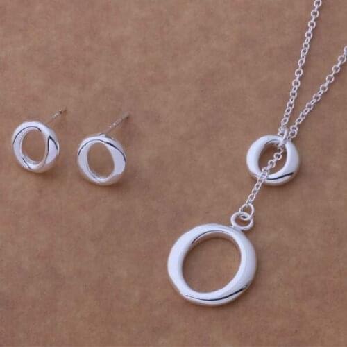Silver plated Jewelry Sets Earring 191 + Necklace 601 /anwajfda dmuameba AS098