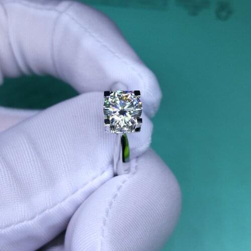 New store promotion. 14k Gold Moissanite womens ring round 6.5mm, color D, GRA certificate