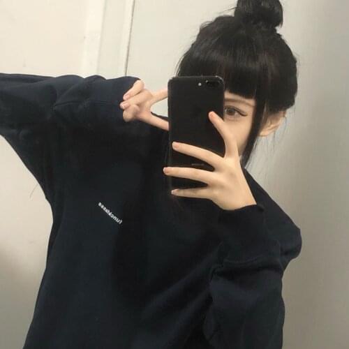 Ruibbit Japanese Punk Goth Hoodies Gothic Harajuku Long Sleeve Plush Pullover Hoodies Streetwear Y2K Women O Neck Hoodies