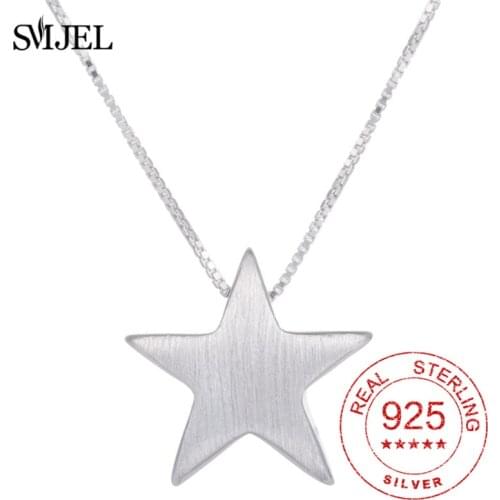 Sweet Silver Star Necklaces For Women Choker Collares Wedding Jewelry 925 Sterling Silver Star Pendant Necklaces Girls Gifts