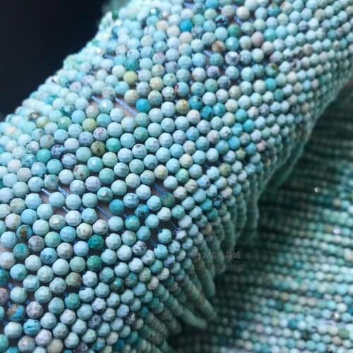 Loose bead NATURE Turquoise round FACETED 3mm 14" for DIY jewelry making FPPJ wholesale beads nature gem stone