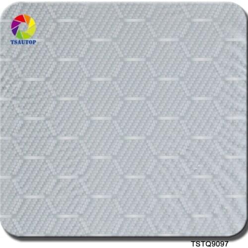 TSTQ9097 1m *10m hydrographic film silver and transparent carbon fiber water transfer printing film