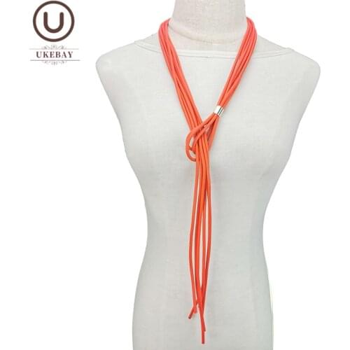 UKEBAY NEW Long Tassel Necklace Women Sweater Chain 4 Colors Pendant Necklaces Rubber Meterial Wedding Accessories Goth Jewelry