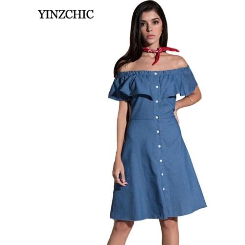 YINZCHIC Fashion Denim Dresses