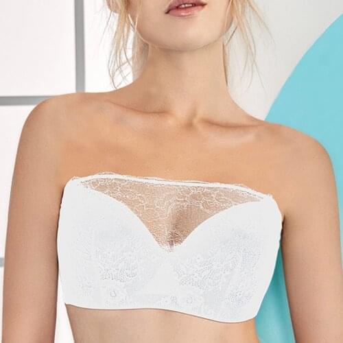 Plus Size Womens Lightly Padded Strapless Bra Lace Embroidery Multiway Underwire Convertible Bridal Brassiere 32~46 B C D E F G