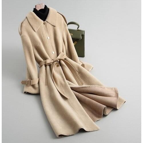 Fur AYUNSU 2020 Real Coat Long 100% Wool Jacket Autumn Winter Elegant Coats and Jackets Women Manteau Femme Y667 KJ2500