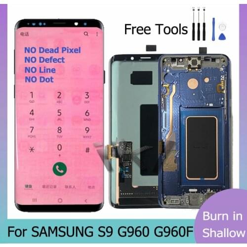 Red Burn Super AMOLED For SAMSUNG Galaxy S9 LCD Display Pantalla Repair Touch Screen Digitizer S9 G960 G960F Screen Replacement