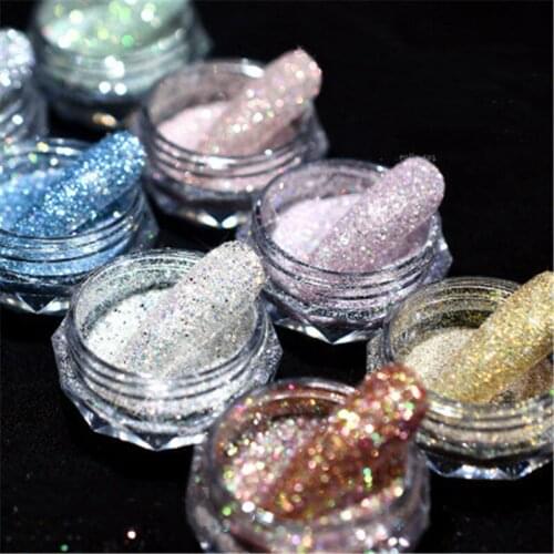 6 Colors Nail Crystal Diamond Powder Rainbow Color Glitter Shiny Pigment Holographic Glass Micro Drill Nails Art Decoration