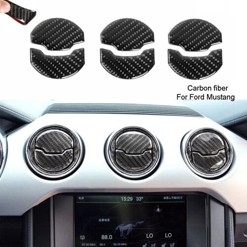 6*Carbon fiber Inner Air Conditioning Vent Outlet Cover For Ford Mustang 2015-2019