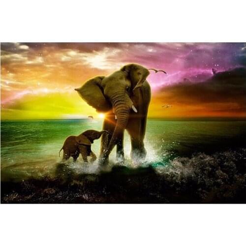 5D Diy Diamond Painting Cross Stitch Elephant Diamond Mosaic Animal Needlework Crafts Full Diamond Embroidery Home Paintings
