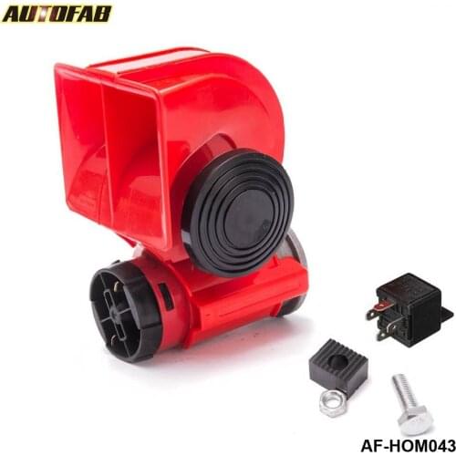 Car Motorcycle Truck 12V Red Compact Dual Tone Electric Pump Air Loud Horn Vehicle Siren For Honda civic AF-HOM043