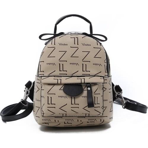 BANGE Printed pu women backpacks casual mini multi-purpose shoulder small backpack Travel double shoulder pack Diagonal bags