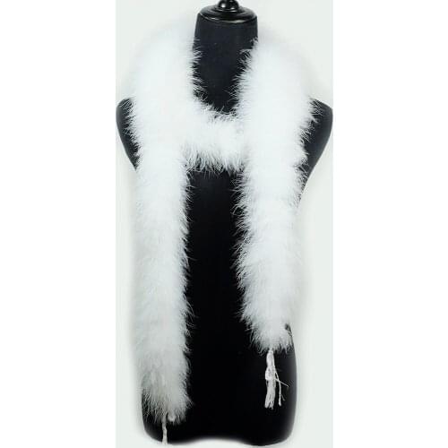 Free Shipping 2M/PC Fashion 40G Soft Fluffy Dyed Colorful Real Natural Turkey Marabou Feather Boa Garment Stage Party Decoration