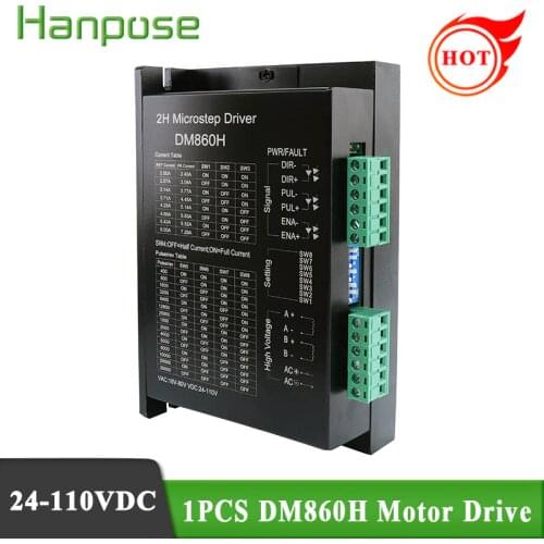 Free Shipping NEMA17 Stepper motor DM860H controller driver 24V-110VDC step servo driver for NEMA23 CNC hybrid servo motor