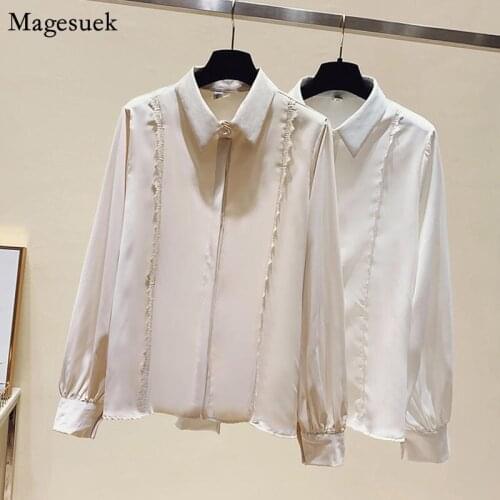 New Summer Chiffon Shirt Blouses Women Casual Loose Female Shirt Tops Long Sleeve Solid White Women Blouse Femme Blusas 13013